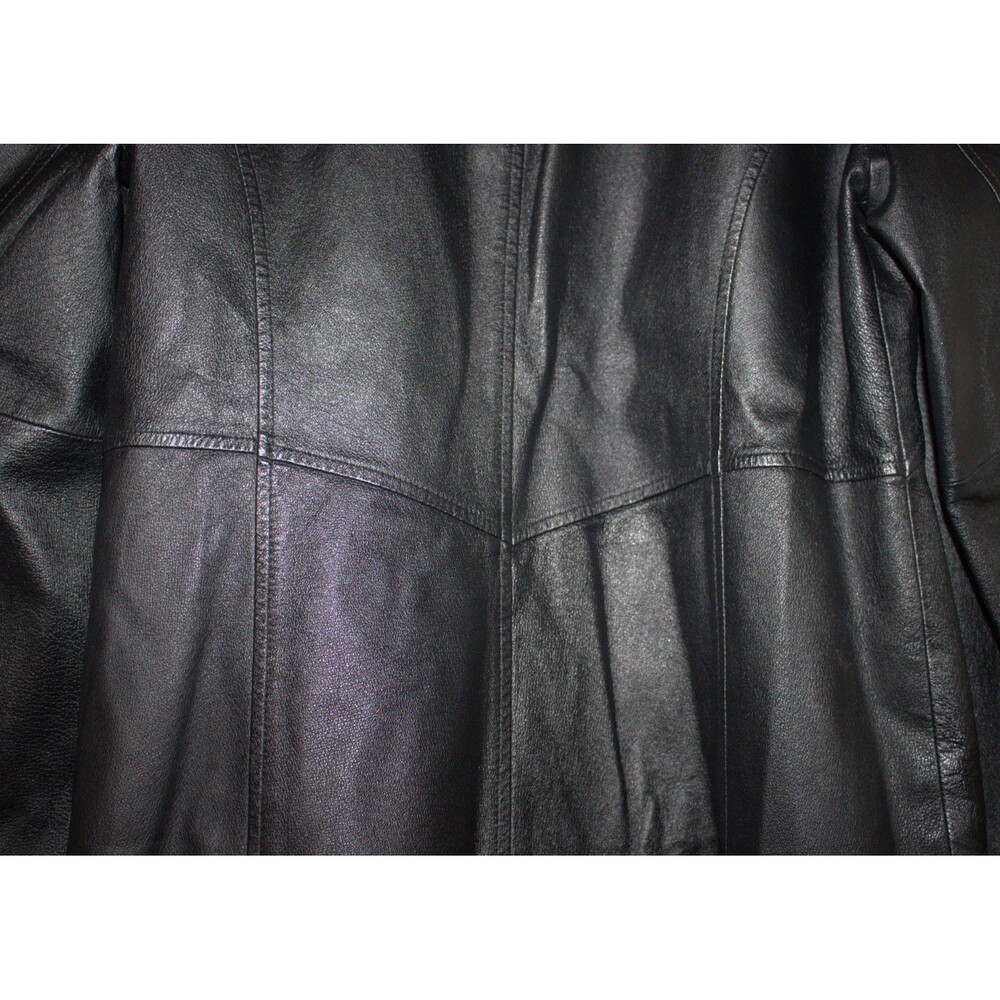 Jacqueline‎ Ferrar Womens Size Large Black Leather Full Zip Jacket Coat Y2K - Picture 4 of 12